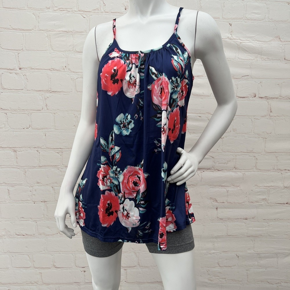 Kaei&Shi Print Long Vest,Flowy Tank Top for Women,Loose Cami,Pleated Dressy L